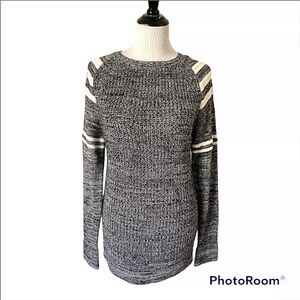Mens Forever 21 Sz Small Sweater Long Sleeve Crew Neck Knit Stripe Black Long